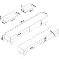 Juego de Mueble Salón Decorativo Mesa TV con 2 Estantes de Pared Módulos Salón Aglomerado 180 x 31 x 33 cm - details 2