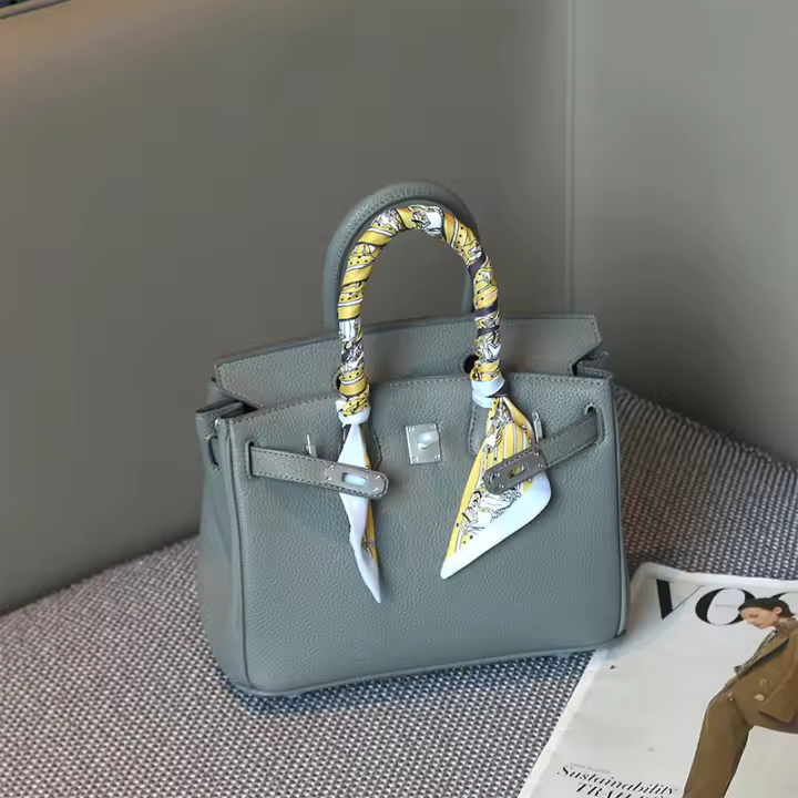 Nuevo bolso de platino para mujer, bolso con patrón de lichi, versátil, de gran capacidad, bandolera, bolso de mano para mujer - 1