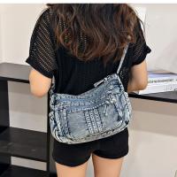 Bolso cruzado Retro vaquero de tela vaquera con cremallera de alta capacidad para mujer, bolso para axila, bolso de lona con correa ajustable, ropa informal - details 5