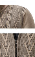 Chaquetas gruesas de moda para hombre, cárdigan con cuello levantado de lana, suéter para exteriores, tejido liso para mantener el calor, otoño e invierno - details 6