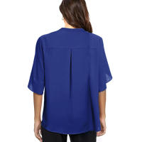 Camiseta de manga corta para mujer, Top de manga corta con cuello en v, informal, camisetas de verano con volantes - details 10