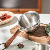 Olla pequeña de acero inoxidable con mango de madera, rociador de aceite caliente, cocina doméstica, multifunción, Mini olla de leche, sartén de salsa - details 3
