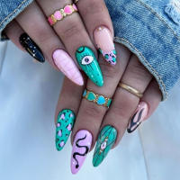 Peinado cool uñas personalidad chica caliente uñas largas uñas piezas de uñas premium sentido uñas falsas - details 0