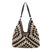 Bolso de ganchillo de paja de verano a la moda, bolso de hombro tejido para ocio en la playa, bolsos de mujer informales para vacaciones, señoras/niñas - details 11