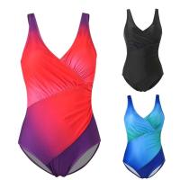 Traje de baño de una sola pieza de un solo artículo de tono liso degradado para mujer sexy, ropa de playa - details 0