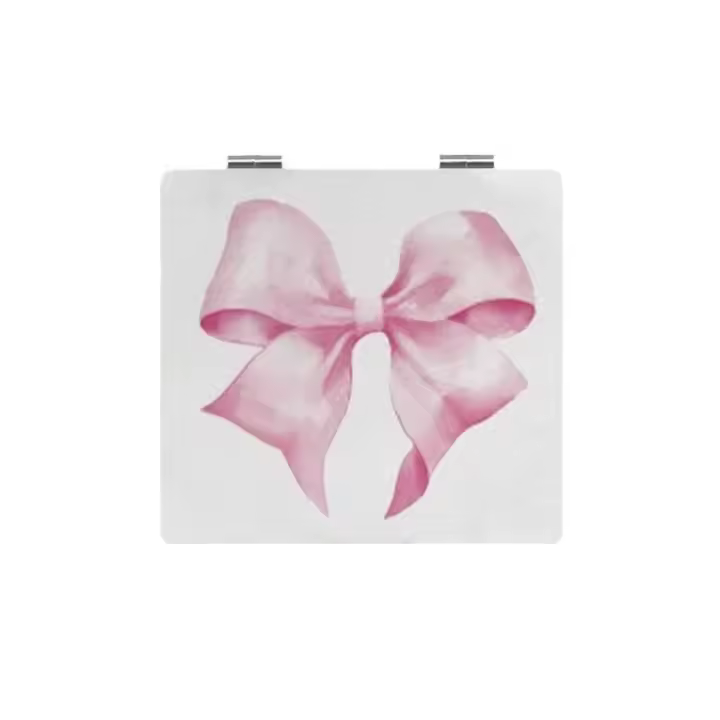 Plegable rectangular con rosa morado, bolsillo para bolso, espejo portátil, espejo de tocador de maquillaje de mano de doble cara - 1
