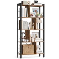 Estantería de Almacenamiento de 5 Niveles, Organizador de Oficina de Estudio, con Compartimentos, para Salón, Estilo Industrial, Marrón Rústico y Negro - details 0