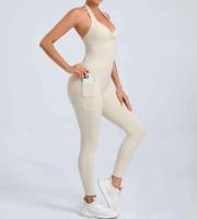 Monos de Yoga sin Costuras Ropa Deportiva Ajustada para Mujeres Leggings de Gimnasio con Bolsillo sin Espalda - details 2