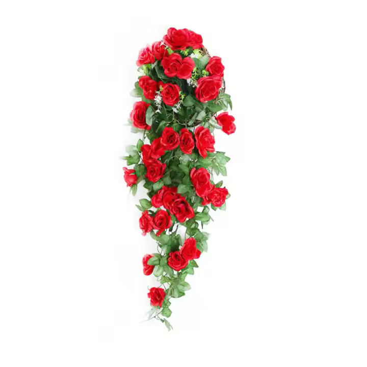 Artificial Flower Rattan Fake Flower Plant Vine Decoration Wall Hanging Roses String Home Wedding Party Backdrop Wall Decoration - 1