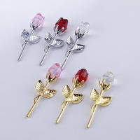 Regalo creativo europeo, varilla de Metal, rosa de cristal, decoración artesanal, regalo de flor simulada para el Día de San Valentín - details 0