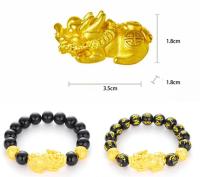 Pulsera de Obsidiana Pixiu Feng Shui Joyería de Dios Budista Amuleto de Buena Suerte para Hombres y Mujeres Joyería de Cinta de Bronce y Obsidiana Hecha en China - details 5