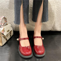 Nuevo francés retro boca ligera perla cabeza redonda tacón grueso tacón alto zapatos Mary Jane - details 16