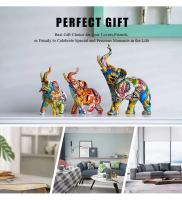 Figuritas de elefante impresas con transferencia colorida de resina, adornos de arte moderno, animales Feng Shui, accesorios de decoración para el Interior del hogar y la Oficina - details 1
