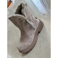 Botas de invierno de las mujeres de moda, zapatos de algodón cálidos y gruesos, forro de agarre a mitad de la pantorrilla, las mujeres de una sola pieza de invierno botas de ante tobillo - details 17