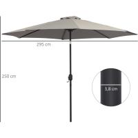 Parasol de Jardín con Manivela Ø295x250 cm Inclinable y Desmontable de Metal para Balcón Piscina Patio - details 15