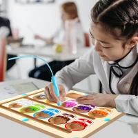Laberinto de colores magnéticos, rompecabezas de cuentas de arcoíris, rompecabezas de cuentas de arcoíris, juguete de conteo y clasificación de colores, tablero de rompecabezas magnético de madera para educación de 3 a 5 años - details 1