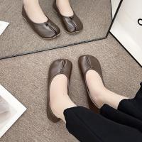 Zapatos planos de cuero con punta abierta y pezuña para mujer, mocasines vaqueros Mary, zapatos de bailarina para mujer - details 21