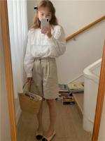 Blusa de verano para mujer, camisa de primavera, blusa para mujer, Blusas largas de gasa, informales, elegantes, Vintage, de manga larga, holgada de gran tamaño, blanca - details 15
