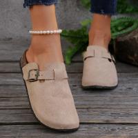 Zuecos de corcho 2025 para mujer, zapatos de moda de cuero cómodo tipo patata con soporte de arco, pantuflas de playa para interiores y exteriores - details 3