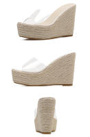 Nuevas sandalias de cuña transparentes de cáñamo con tacón alto - details 13