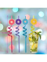 Pajitas reutilizables de plástico para Donuts, suministros para fiestas de cumpleaños, Baby Shower, decoración de cumpleaños, 8 unidades - details 1