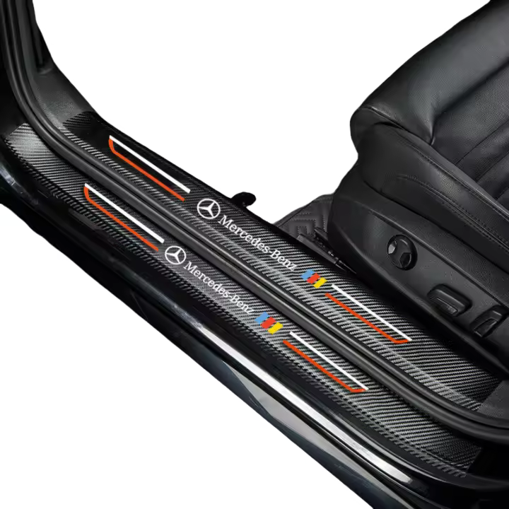 New 4Pcs Car Threshold Strip Door Plate Sill Scuff Cover Sticker for fit Mercedes Benz - 1