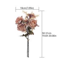 DIY decoración de jarrón, ramo de rosas artificiales de tacto Real, elegantes flores de rosas de seda hechas a mano, plantas falsas de lujo para sala de estar y escritorio - details 0