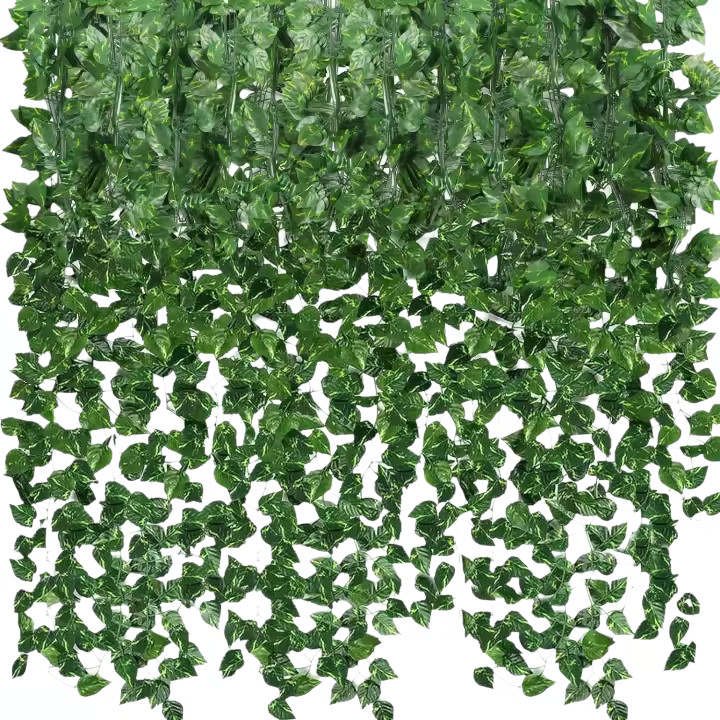 Guirnalda de Hiedra Artificial 24 Paquetes Plantas Colgantes para Decoración de Pared - 1