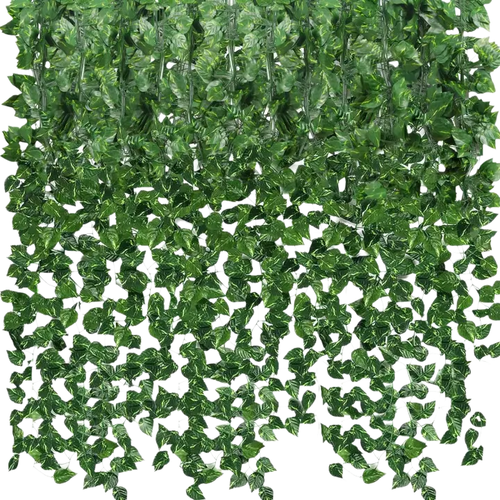 Guirnalda de Hiedra Artificial 24 Paquetes Plantas Colgantes para Decoración de Pared - 1