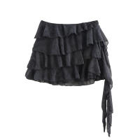 Minifalda asimétrica con diseño de volantes, cintura media, lateral, moda para mujer - details 1