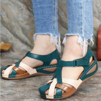Sandalias de mujer con punta redonda y hebilla cruzada, novedad de verano, talla grande - details 1