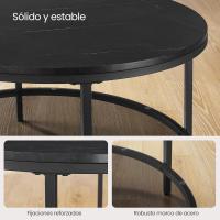 Centro, Mesita de Salón, de Mármol de Imitación Redonda, Estante de Vidrio Templado, Montaje Fácil, Estilo Moderno, Blanco Mármol y Dorado Claro LCT072W59 - details 26