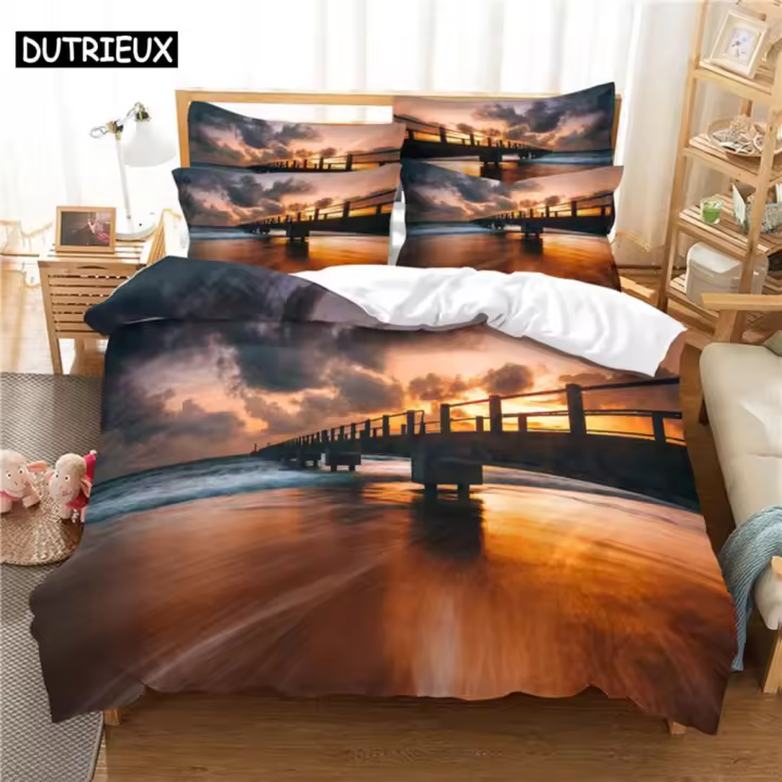 Conjunto de Ropa de Cama de Tamaño Rey Diseño de Moda Estampado Digital 3D - 1