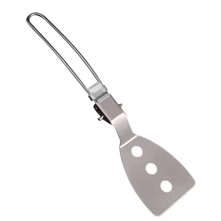 Sartén plegable de Metal portátil, espátula de acero inoxidable 304, herramientas de cocina con bolsa de malla, 1 ud. - 1
