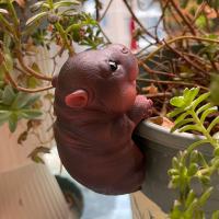 Figura de Animal PEQUEÑO de dibujos animados, artesanías de resina, hipopótamo, maceta colgante, artesanía, estatua de Animal trepador - details 5