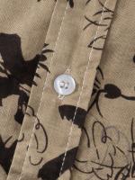 Camisa informal de algodón con estampado de hojas y flores para hombre, camisa de manga corta, ropa masculina para verano - details 5