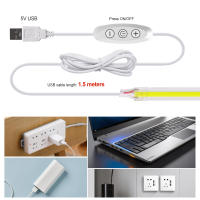 Tira de luces LED COB regulable, cinta LED Flexible USB de 5V con interruptor de encendido y apagado, iluminación lineal de alta densidad de 320LED con cinta adhesiva - details 2
