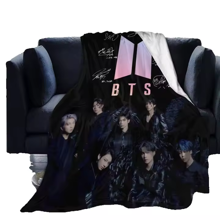 BTS Bangtan Boys manta de forro polar ultrasuave, manta súper suave, peluda, ligera, hipoalergénica, sofá de cama, sala de estar, X181 - 1