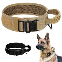 nailon duradero perros, collares tácticos militares de entrenamiento mascotas, Collar reflectante con mango fuerte para perros - details 1