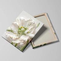 Pintura al óleo blanca enmarcada, lienzo de flores, imagen impresa, póster minimalista, decoración artística de pared para sala de estar - details 1