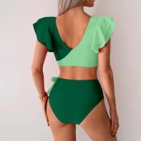 Conjunto de Traje de Baño para Mujer de Dos Piezas Sexy Bikini con Corte Curvo y Almohadilla para el Pecho Traje de Baño de Cintura Alta con Sujetador de Manga con Volantes - details 19