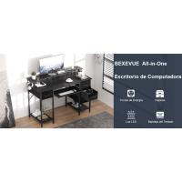 BEXEVUE Escritorio Moderno LED con Regleta Enchufes