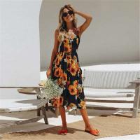 Correas con estampado de playa, abrigo de verano sin mangas con cuello en V para mujer, vestido midi sexy, vestidos elegantes Vestiti Donna - details 8