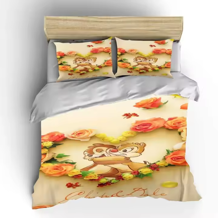 Conjunto de Ropa de Cama de Dibujos Animados Chip/Dale Funda de Edredón de Anime Stitch - 1