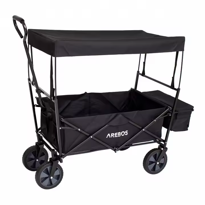 Carro de Mano Plegable 70 Kg - Carrito Playa Techo - Barra Telescópica - Ruedas Giratorias 360 ° - 1