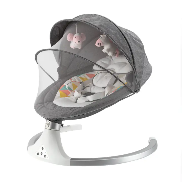 Mecedora eléctrica inteligente para bebé, cuna columpio para bebé, cama para dormir con música Bluetooth, color gris - 1