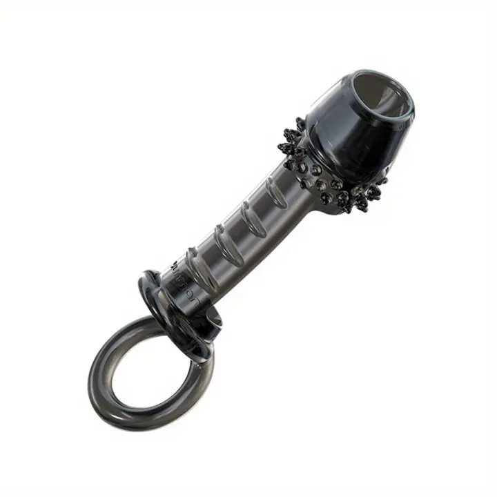 Cubierta de cristal espinoso negro, anillo de esencia de bloqueo de lapso de tiempo, consolador con cubierta de pene, juguete sexual masculino - 1