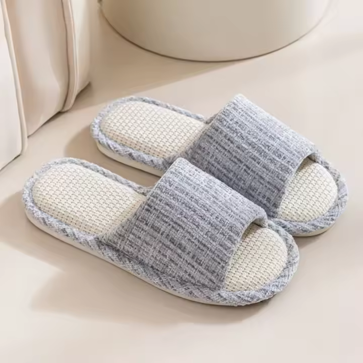 Zapatillas de Casa de Lino Naturales 2025 Zapatos de Piso Interiores Silenciosos para Verano - 1