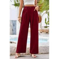 Mujeres de cintura alta, pantalones de vestir lisos de moda, pantalones sueltos de pierna recta para - details 14