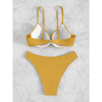 Conjunto de Bikini triangular para mujer, traje de baño liso, ropa de playa, cintura baja, rojo,  - details 6